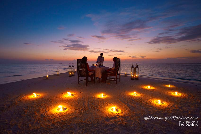 Baros Maldives private sandbank Dinner