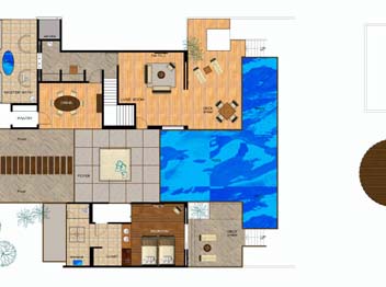 Two Bedroom Beach Pavilion with Pool Floor plan