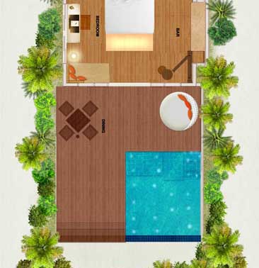Deluxe Beach Bungalows with Pool Floor plan