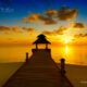 maldives beautiful orange sunset cumulus clouds sky