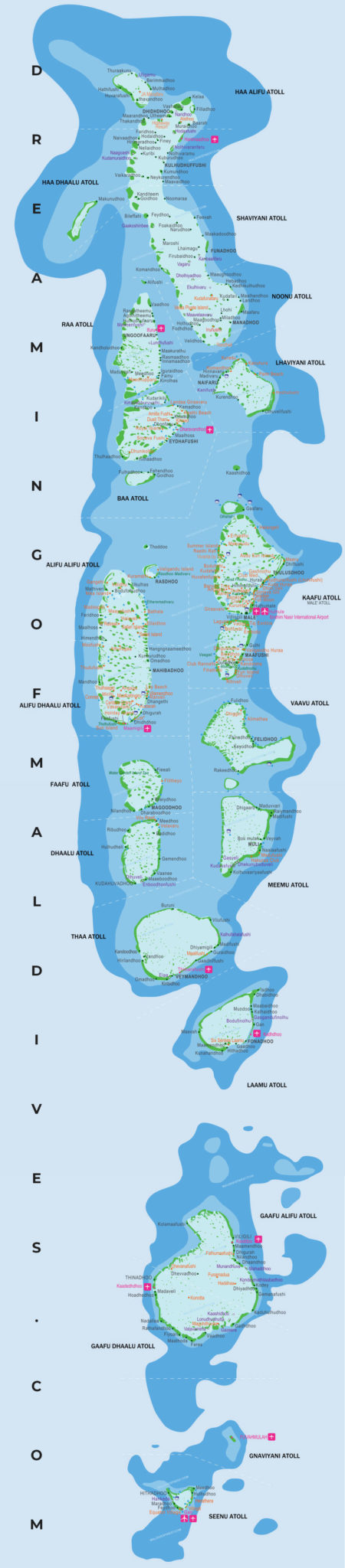 Maldives Islands Map 2020. Locate your favorite Resort on the Map