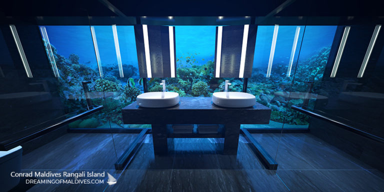 The MURAKA The Underwater Villa Suite At Conrad Maldives   Muraka Villa Underwater Bathroom Maldives Conrad 768x384 