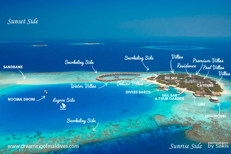 Baros Maldives Resort Aerial Map