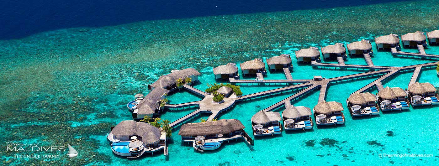 W Maldives Retreat & Spa aerial view water villas retreats